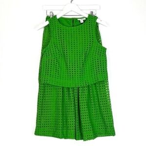 Vibrant Green Sleeveless Eyelet Dress